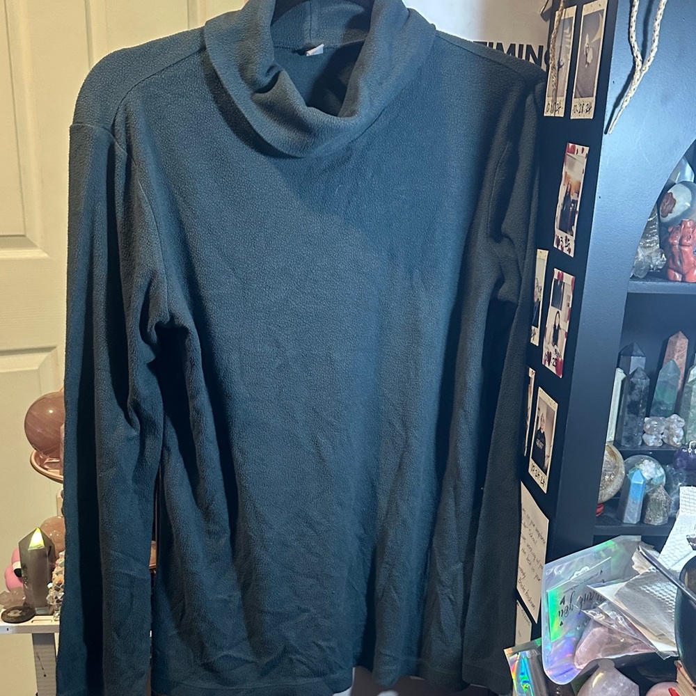 UNIF Dark Green Cowl Neck Fleece Sweater